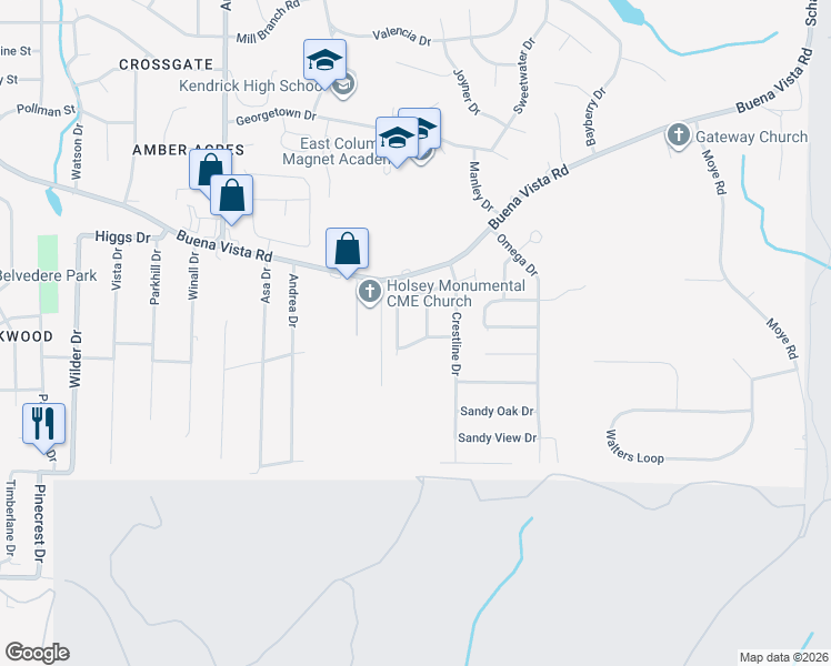 map of restaurants, bars, coffee shops, grocery stores, and more near 5771 Spanish Oak Drive in Columbus