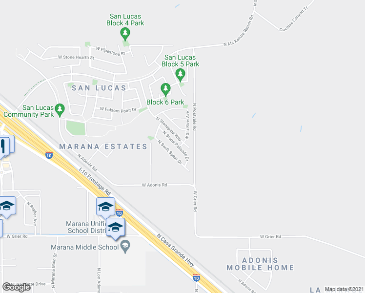 map of restaurants, bars, coffee shops, grocery stores, and more near 13954 North Stone Palisade Drive in Marana
