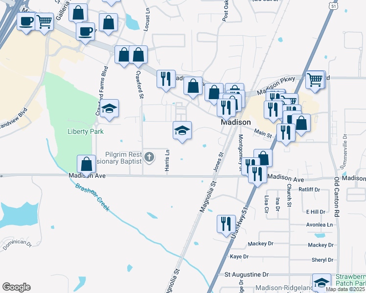 map of restaurants, bars, coffee shops, grocery stores, and more near in Madison