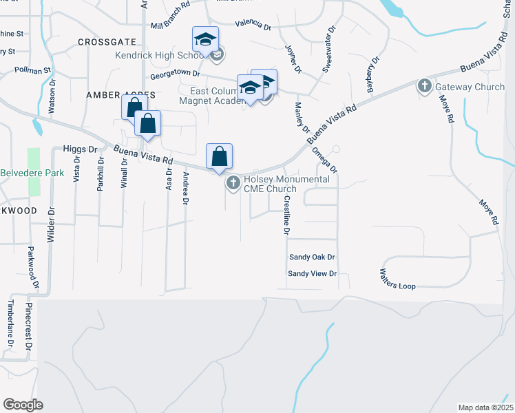 map of restaurants, bars, coffee shops, grocery stores, and more near 5767 Spanish Oak Drive in Columbus