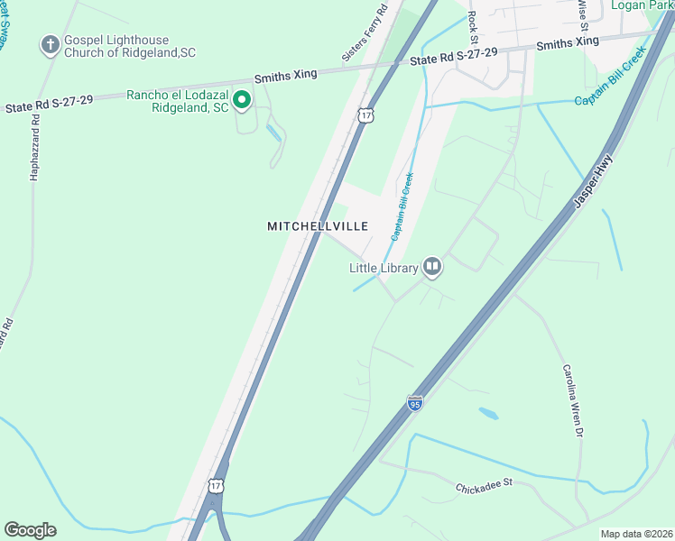 map of restaurants, bars, coffee shops, grocery stores, and more near State Road S-27-101 in Ridgeland