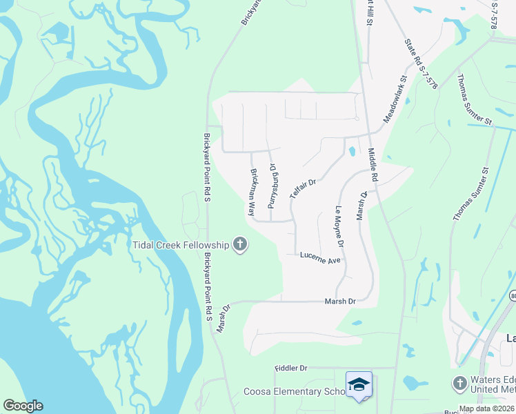 map of restaurants, bars, coffee shops, grocery stores, and more near 22 Brickman Way in Beaufort