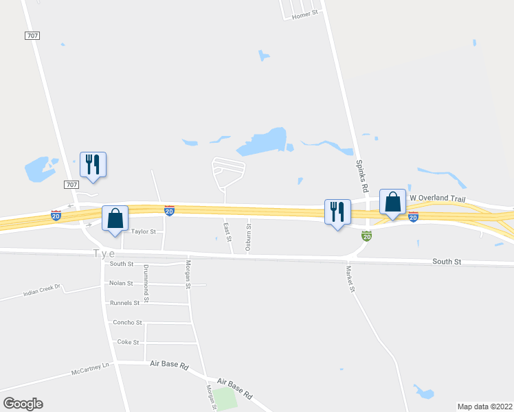 map of restaurants, bars, coffee shops, grocery stores, and more near 443 North Access Road in Abilene