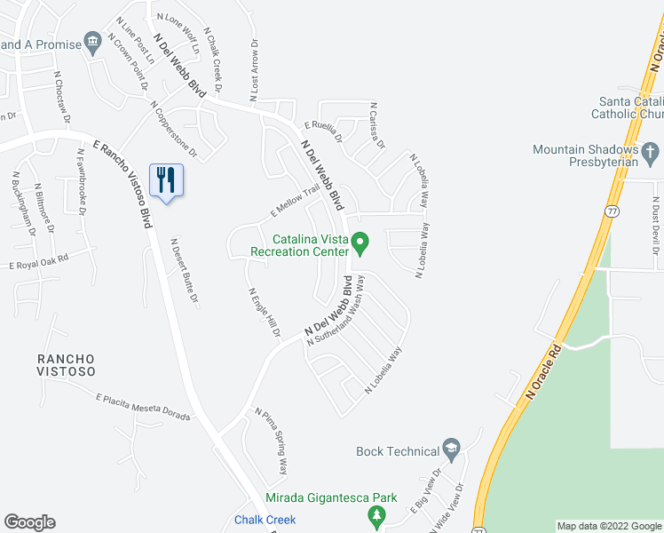 map of restaurants, bars, coffee shops, grocery stores, and more near 14013 North Trade Winds Way in Tucson