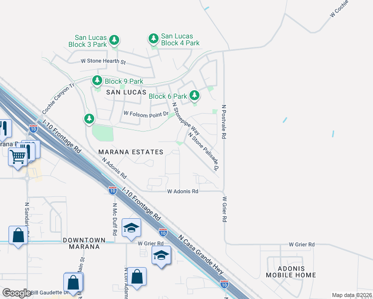map of restaurants, bars, coffee shops, grocery stores, and more near 13995 North Swift Spear Drive in Marana