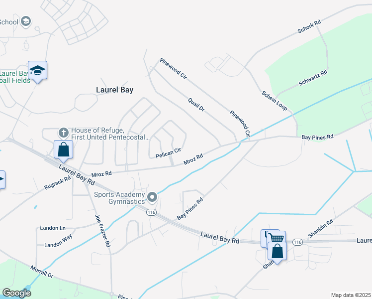 map of restaurants, bars, coffee shops, grocery stores, and more near 16 Pelican Circle in Beaufort