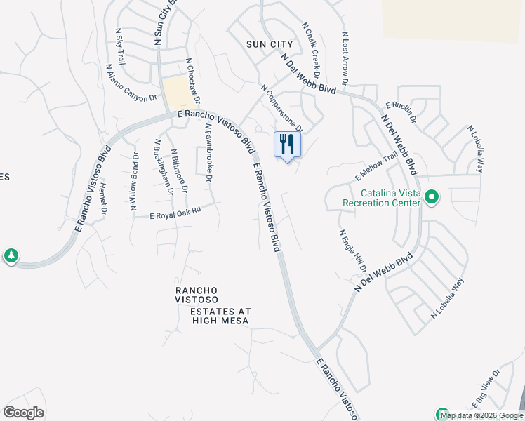 map of restaurants, bars, coffee shops, grocery stores, and more near 14000 North Green Tree Drive in Oro Valley