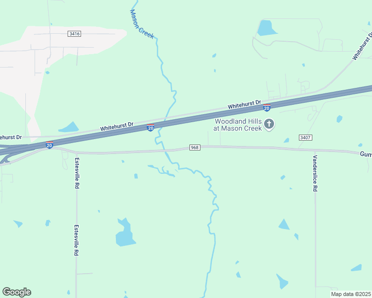 map of restaurants, bars, coffee shops, grocery stores, and more near Gum Springs Road in Longview