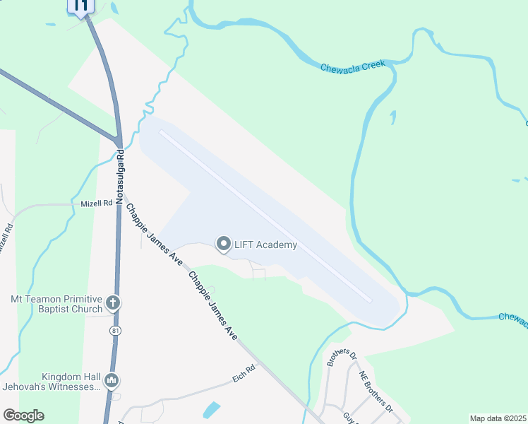 map of restaurants, bars, coffee shops, grocery stores, and more near 1721 General B O'Davis Junior Drive in Tuskegee