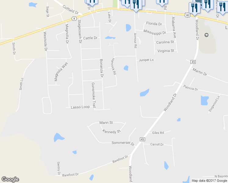 map of restaurants, bars, coffee shops, grocery stores, and more near 47 Hancock Road in Phenix City