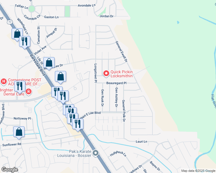 map of restaurants, bars, coffee shops, grocery stores, and more near 4902 General Sterling Price Place in Bossier City