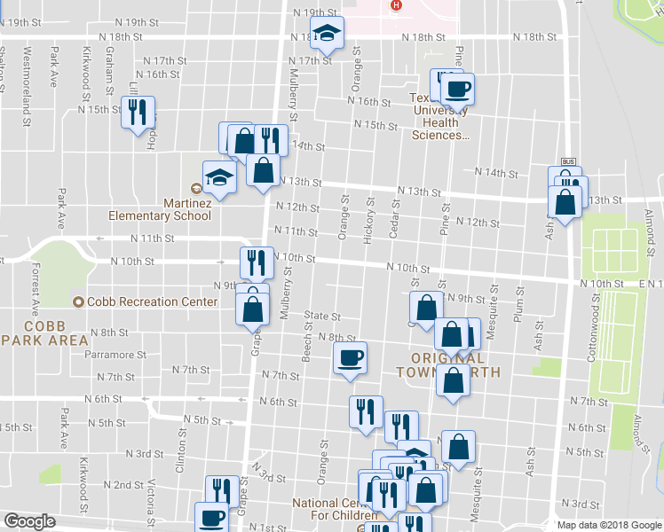 map of restaurants, bars, coffee shops, grocery stores, and more near 942 Orange Street in Abilene