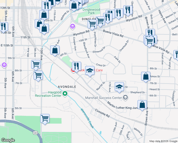 map of restaurants, bars, coffee shops, grocery stores, and more near 805 Blandford Avenue in Columbus