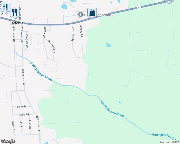 map of restaurants, bars, coffee shops, grocery stores, and more near 6 Hidden Valley Court in Phenix City
