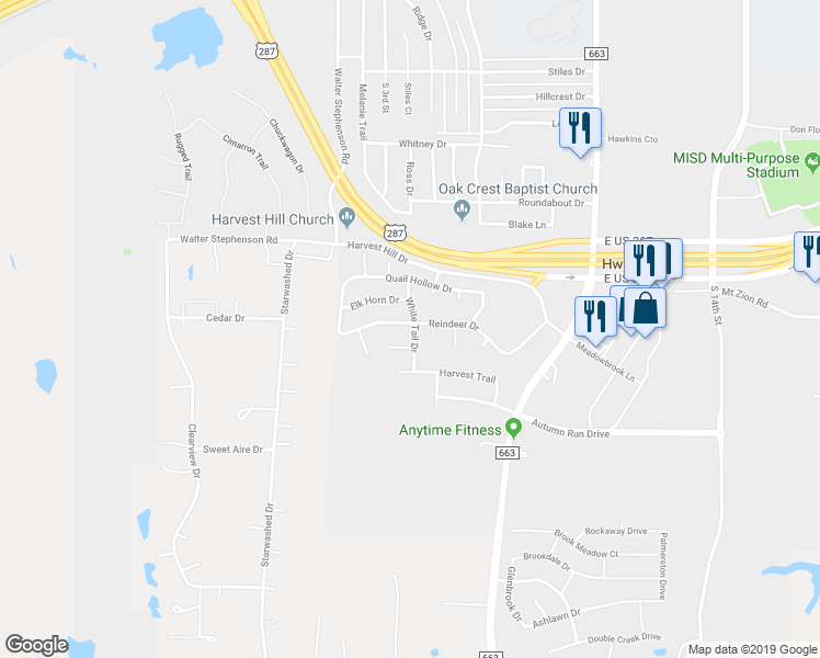 map of restaurants, bars, coffee shops, grocery stores, and more near 702 Reindeer Drive in Midlothian