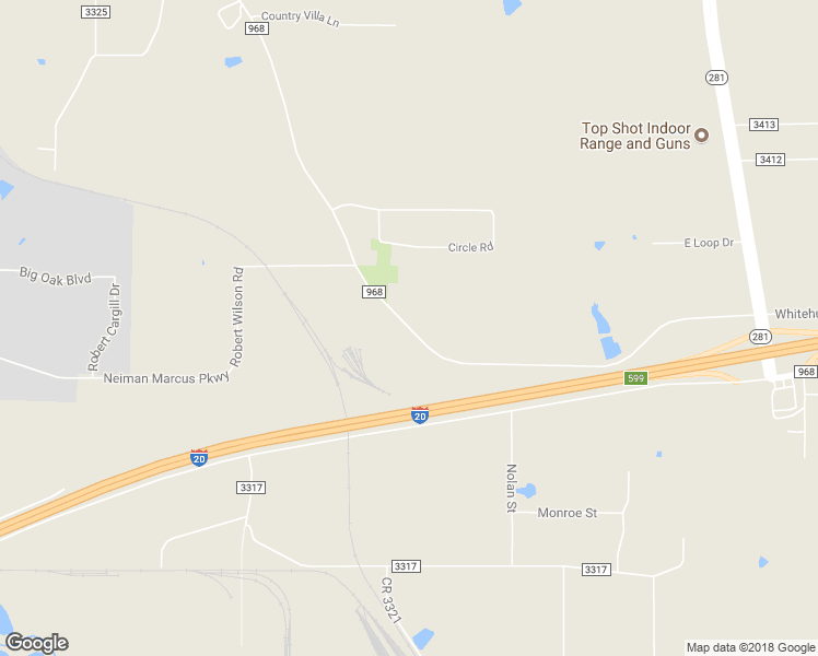 map of restaurants, bars, coffee shops, grocery stores, and more near 2879 Farm to Market Road 968 in Longview