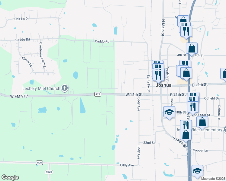 map of restaurants, bars, coffee shops, grocery stores, and more near 427 Grayson Court in Joshua