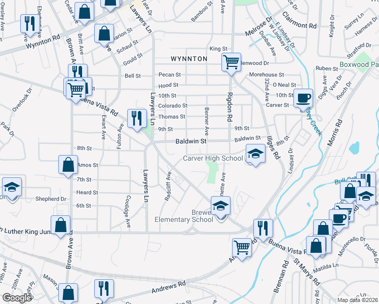 map of restaurants, bars, coffee shops, grocery stores, and more near 818 Samson Avenue in Columbus