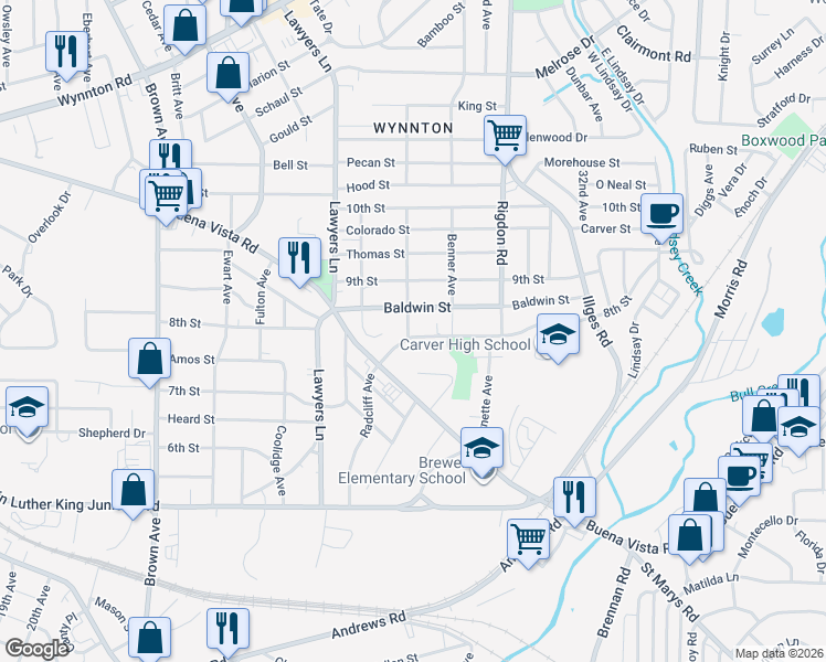 map of restaurants, bars, coffee shops, grocery stores, and more near 818 Samson Avenue in Columbus