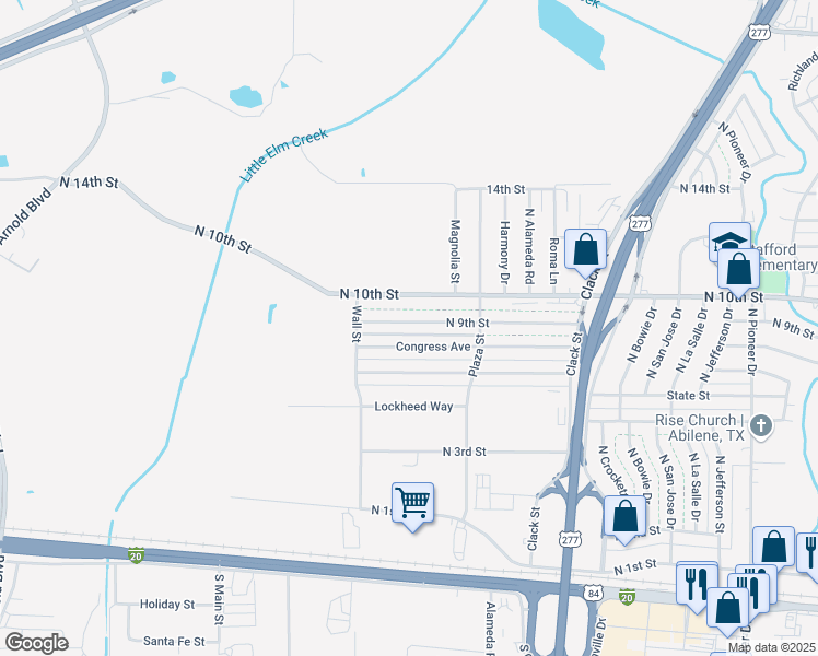 map of restaurants, bars, coffee shops, grocery stores, and more near 5441 North 9th Street in Abilene