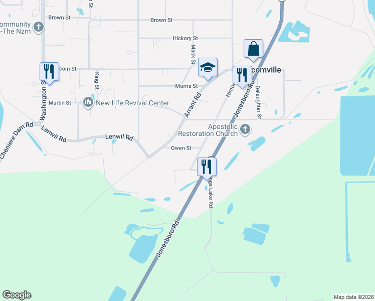 map of restaurants, bars, coffee shops, grocery stores, and more near 310 Owens Rd in West Monroe