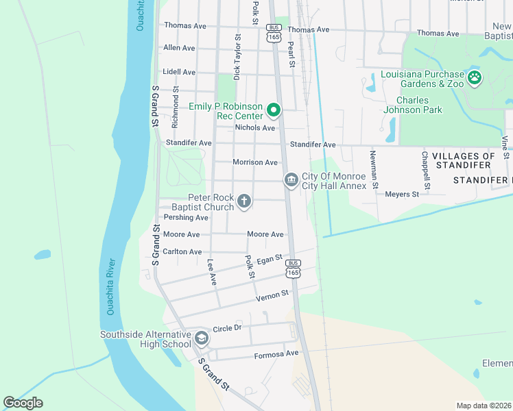 map of restaurants, bars, coffee shops, grocery stores, and more near 606 Benton Ave in Monroe