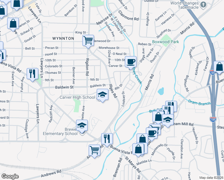 map of restaurants, bars, coffee shops, grocery stores, and more near 800 Illges Road in Columbus