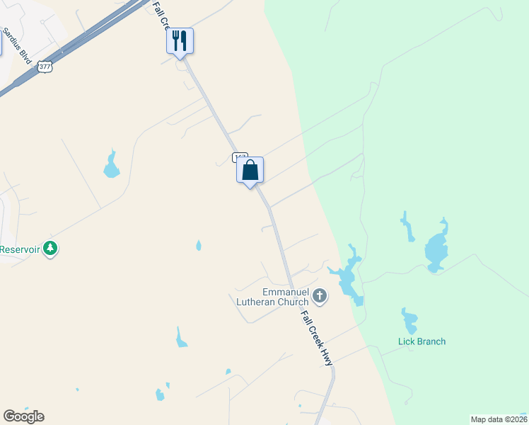 map of restaurants, bars, coffee shops, grocery stores, and more near 1510 Fall Creek Highway in Granbury