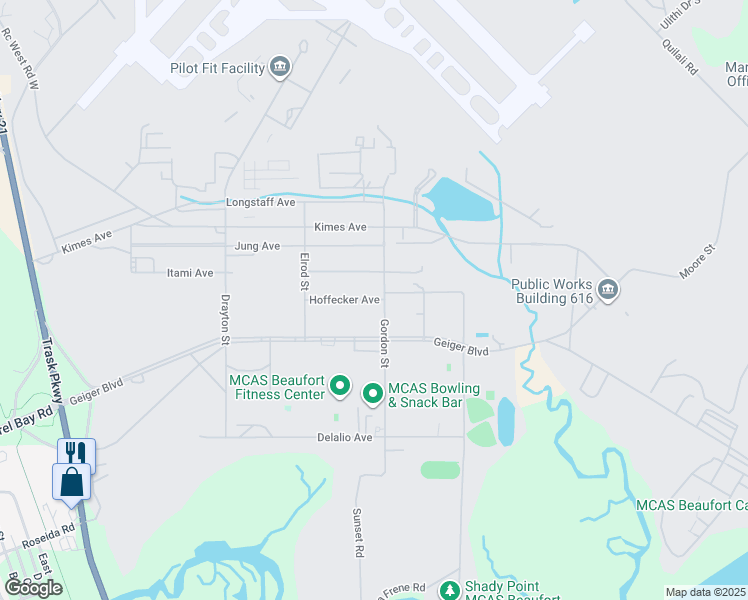 map of restaurants, bars, coffee shops, grocery stores, and more near in Beaufort