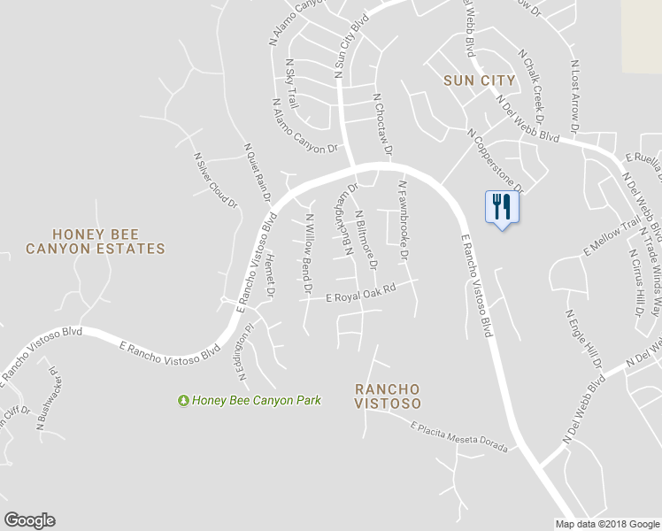 map of restaurants, bars, coffee shops, grocery stores, and more near 1042 East Ritz Court in Oro Valley