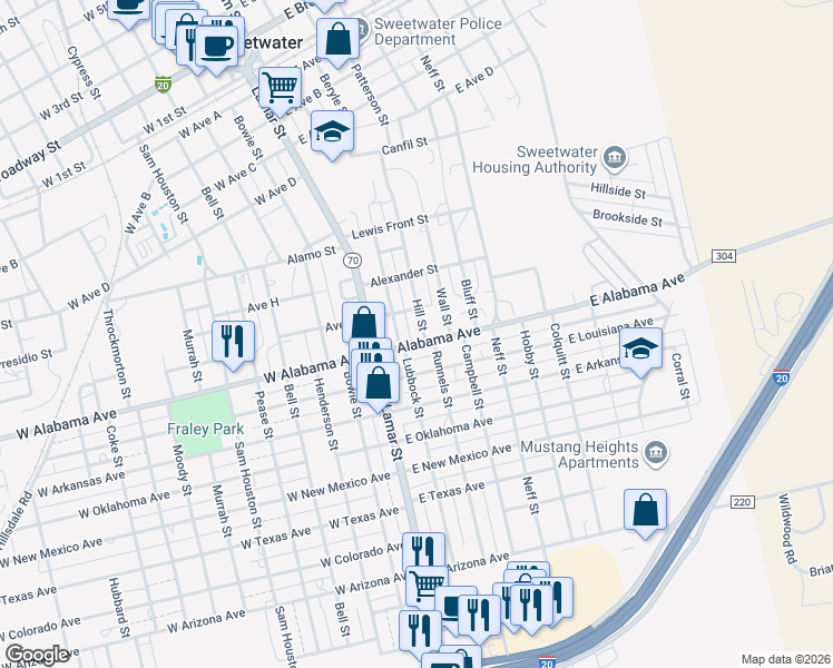 map of restaurants, bars, coffee shops, grocery stores, and more near 810 Hill Street in Sweetwater
