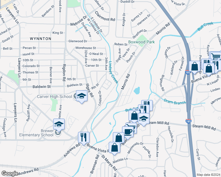 map of restaurants, bars, coffee shops, grocery stores, and more near 764 Terminal Court in Columbus
