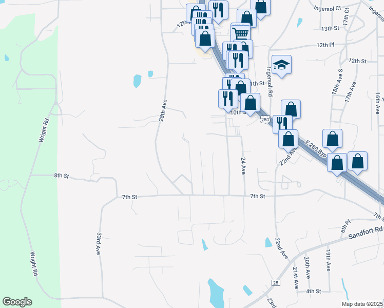 map of restaurants, bars, coffee shops, grocery stores, and more near 806 27th Ave in Phenix City