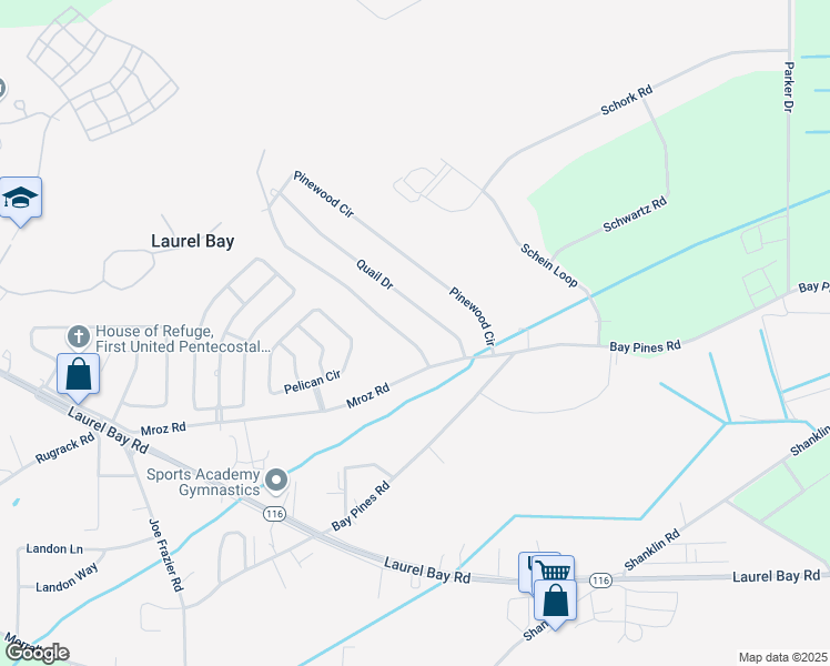map of restaurants, bars, coffee shops, grocery stores, and more near 4430A Pinewood Circle in Beaufort