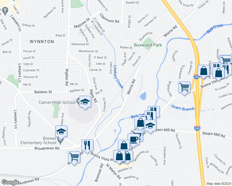map of restaurants, bars, coffee shops, grocery stores, and more near 764 Terminal Court in Columbus