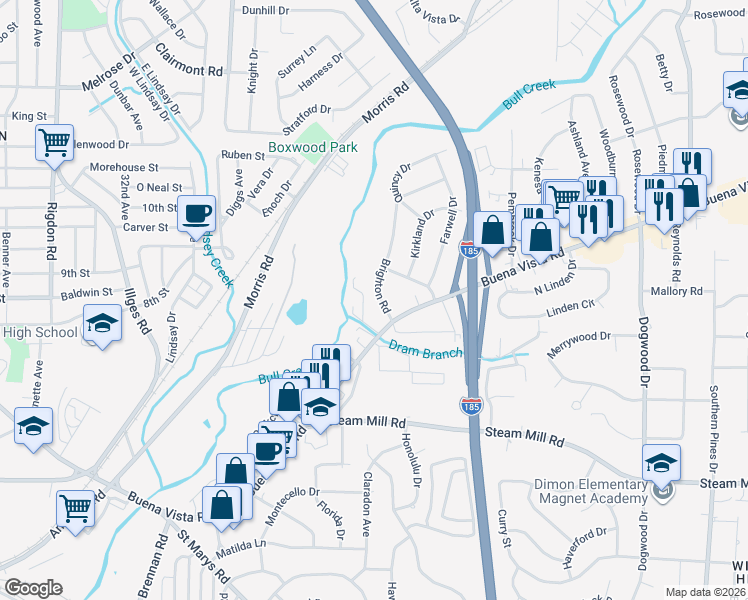 map of restaurants, bars, coffee shops, grocery stores, and more near 816 Brighton Rd in Columbus