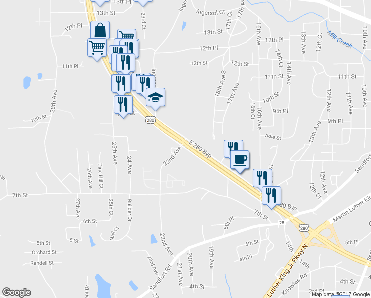 map of restaurants, bars, coffee shops, grocery stores, and more near 14th in Phenix City