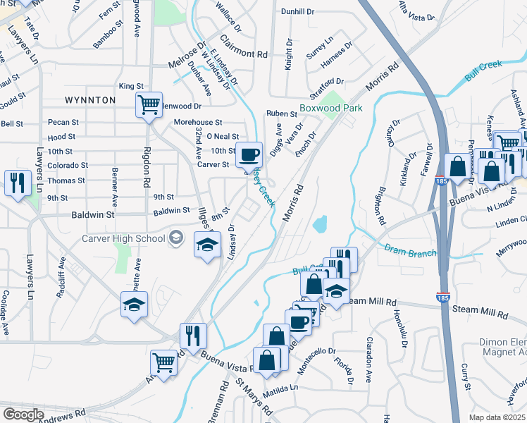 map of restaurants, bars, coffee shops, grocery stores, and more near 764 Terminal Court in Columbus