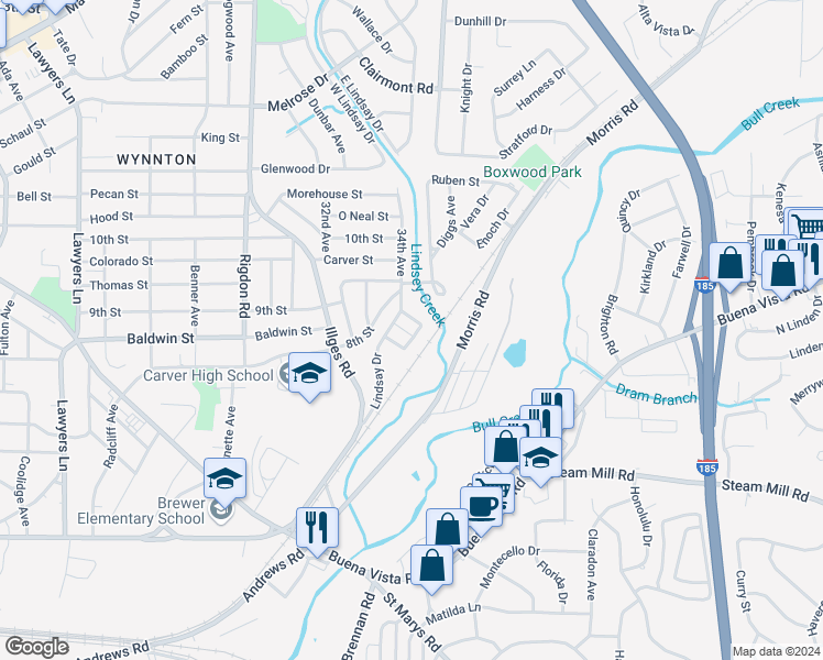 map of restaurants, bars, coffee shops, grocery stores, and more near 764 Terminal Court in Columbus
