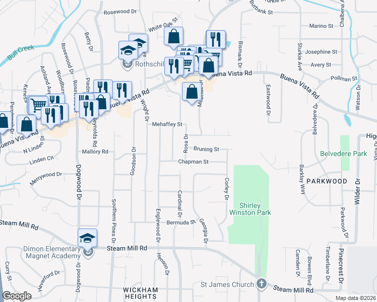 map of restaurants, bars, coffee shops, grocery stores, and more near 4817 Chapman Street in Columbus
