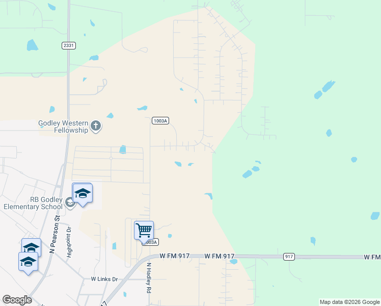 map of restaurants, bars, coffee shops, grocery stores, and more near 9011 North Star Court in Godley