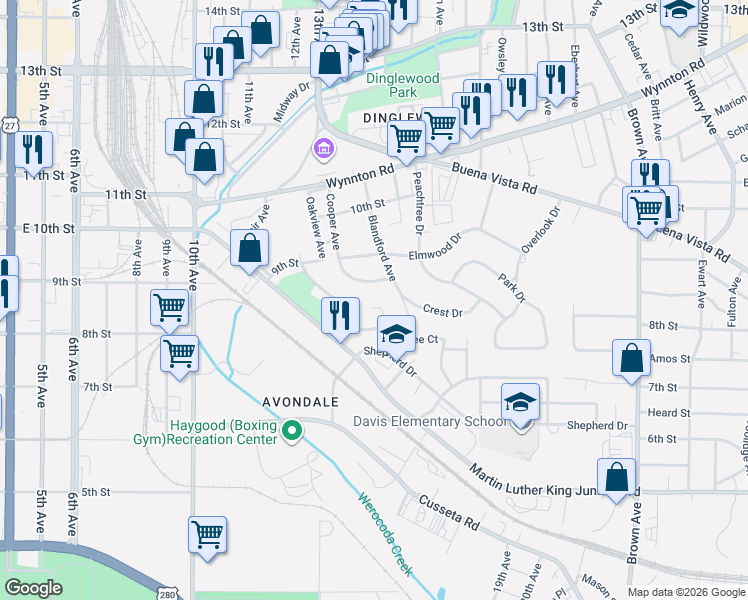 map of restaurants, bars, coffee shops, grocery stores, and more near 814 Ragland Court in Columbus