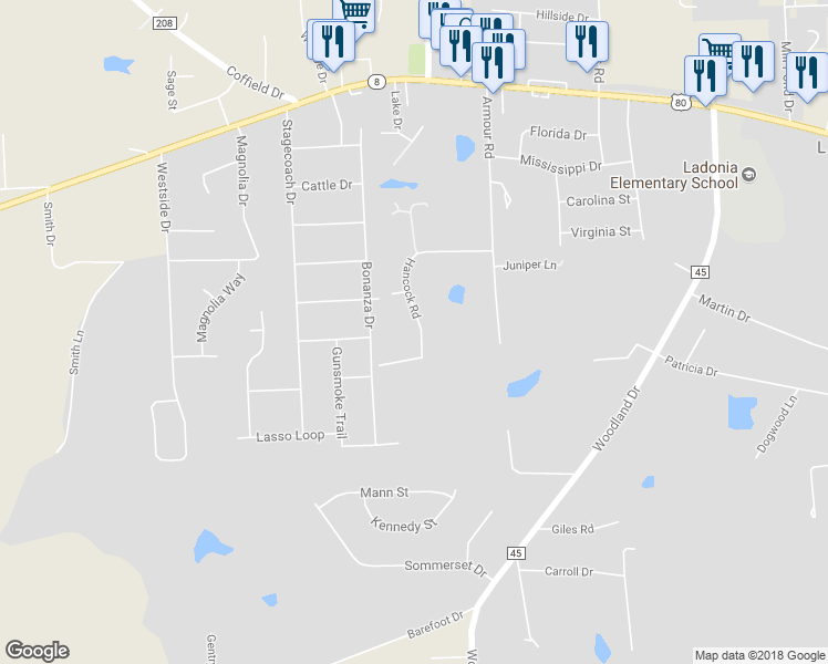 map of restaurants, bars, coffee shops, grocery stores, and more near 36 Hancock Road in Phenix City