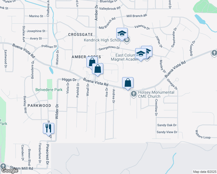 map of restaurants, bars, coffee shops, grocery stores, and more near 777 Asa Drive in Columbus