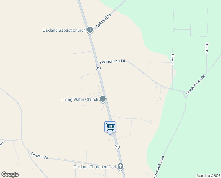 map of restaurants, bars, coffee shops, grocery stores, and more near 5627 Georgia 41 in Mauk