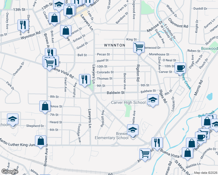 map of restaurants, bars, coffee shops, grocery stores, and more near 903 Samson Avenue in Columbus