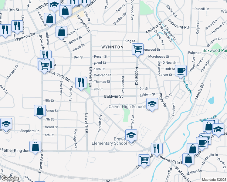 map of restaurants, bars, coffee shops, grocery stores, and more near 903 Samson Avenue in Columbus