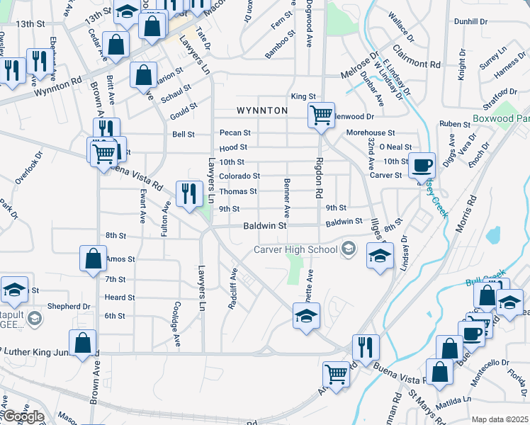 map of restaurants, bars, coffee shops, grocery stores, and more near 903 Samson Avenue in Columbus
