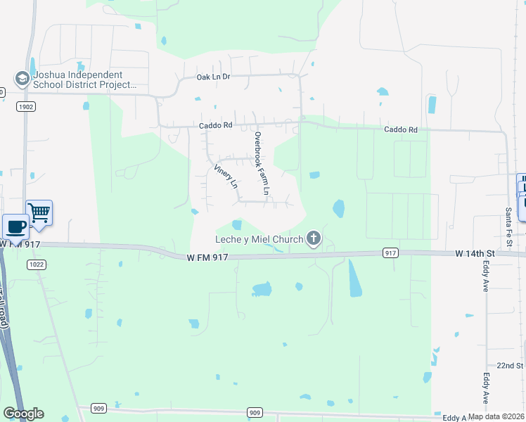 map of restaurants, bars, coffee shops, grocery stores, and more near 5921 Vinery Lane in Joshua