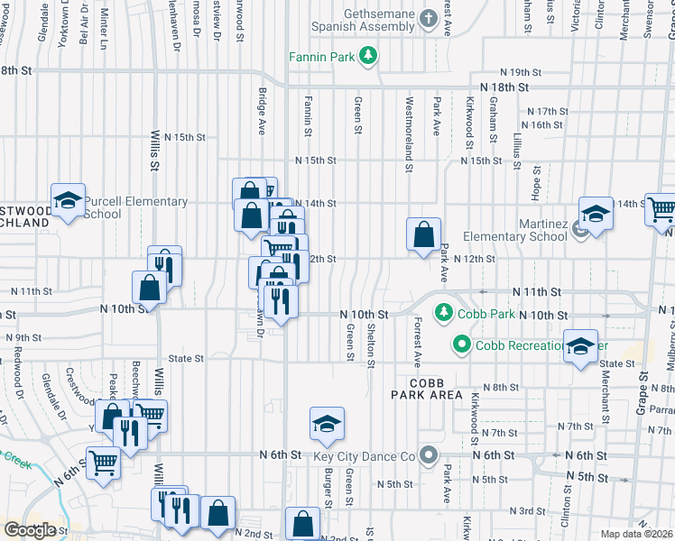map of restaurants, bars, coffee shops, grocery stores, and more near 1150 Burger Street in Abilene